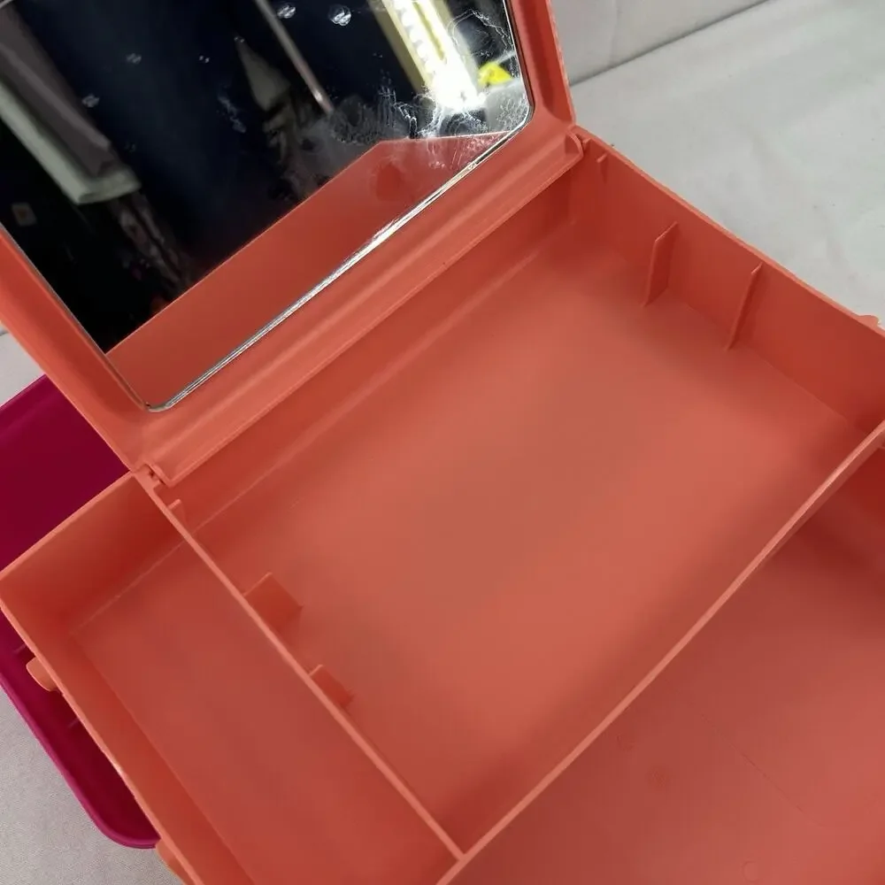 Caboodles Pink Peach Color Block Makeup Jewelry Case Holder Made In USA
